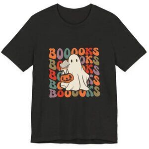 Halloween Ghost Book Lover T-Shirt, Spooky Pumpkin Graphic Tee